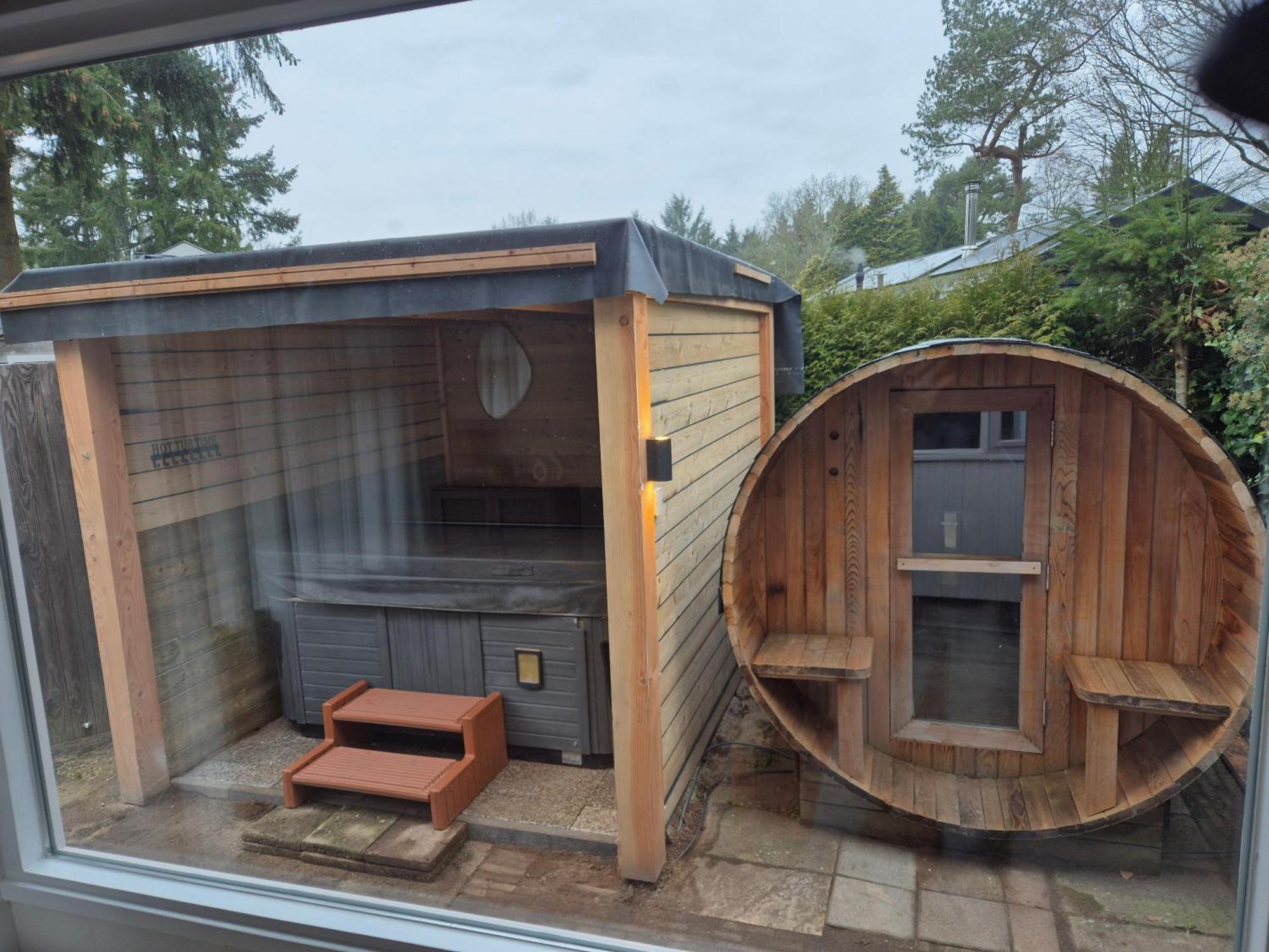 Luxe Boshuisje Met Prive Wellness & Jacuzzi Op De Veluwe Ermelo Bagian luar foto